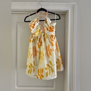Zara Orange and Yellow Floral Halter Mini Dress
Size Large